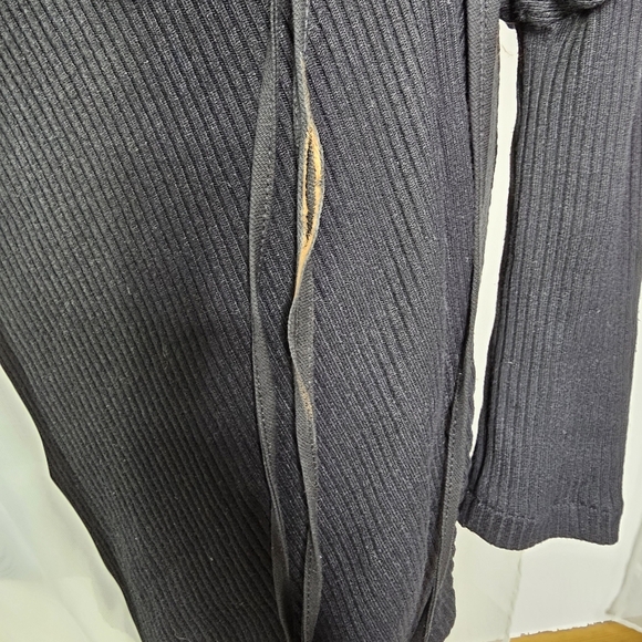 Anne Fontaine Aloyse Black Sweater Wrap Dress Slit Puff Balloon Sleeve Size 42 - Picture 8 of 13